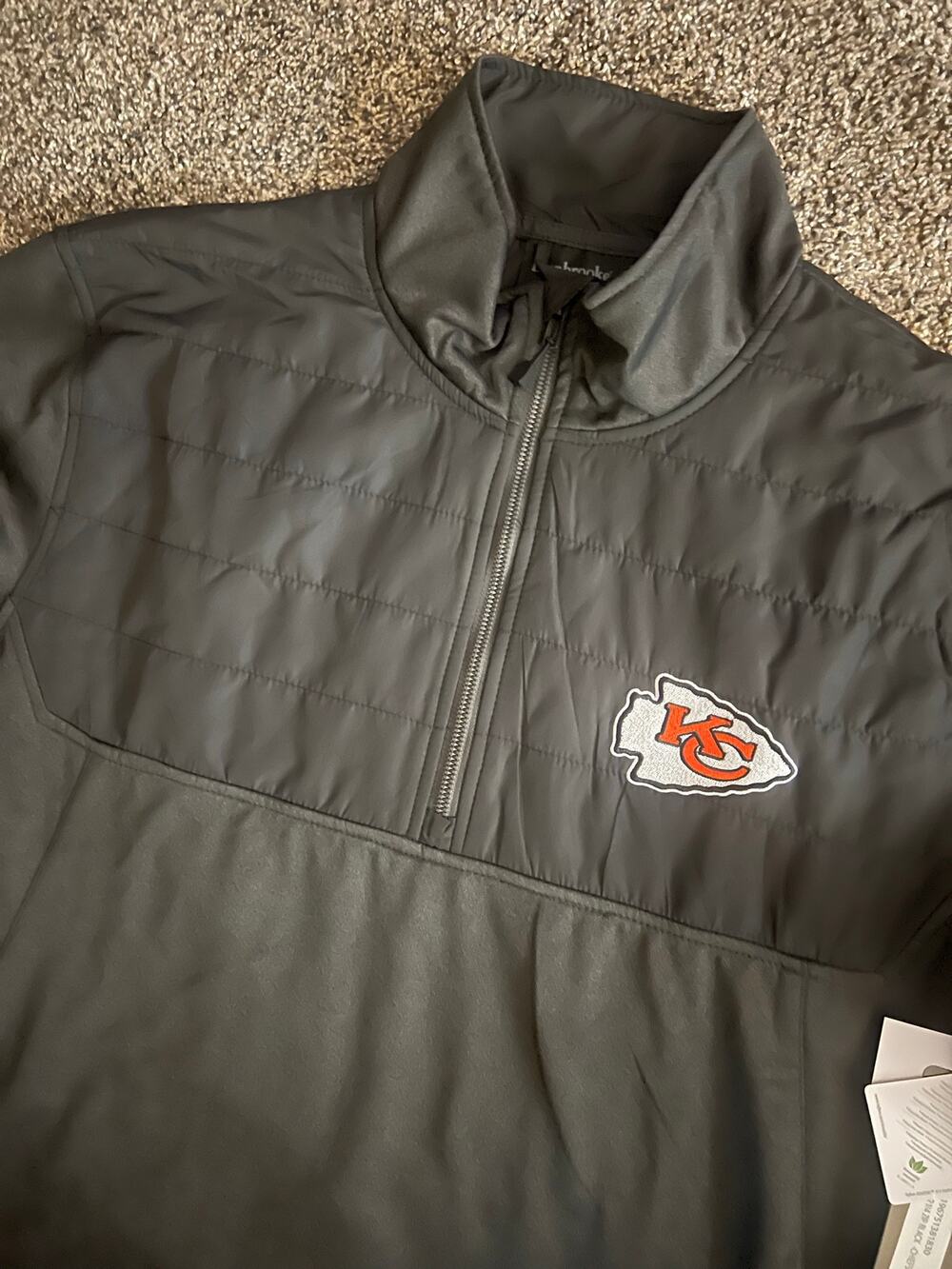 Kansas City Chiefs DunBrooke XL Gray 1/4 Zip Pullover Teflon (NWT)
